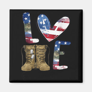 Love Our Veterans Day Proud Military American Flag Magnet