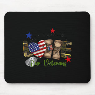 Love Our Veterans Day Proud Military American Flag Mouse Pad