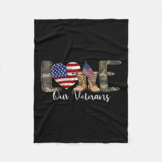 Love Our Veterans Day Proud Military American Fleece Blanket