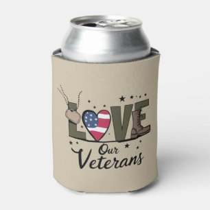 Love Our Veterans Day Proud Military Veteran Day Can Cooler
