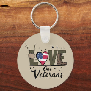 Love Our Veterans Day Proud Military Veteran Day  Keychain