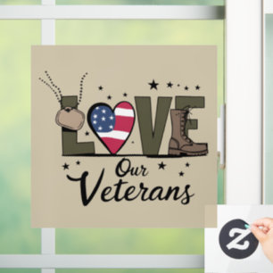 Love Our Veterans Day Proud Military Veteran Day Window Cling