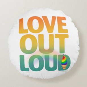 Love Out Loud Retro Pride Typography Custom Round Pillow