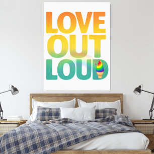 Love Out Loud Retro Pride Typography Design Canvas Print