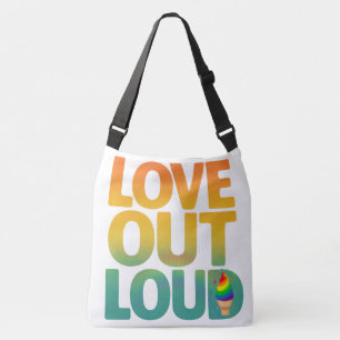 Love Out Loud Retro Pride Typography Design Crossbody Bag