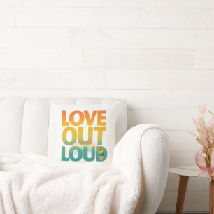 Love Out Loud Retro Pride Typography Design Throw Pillow