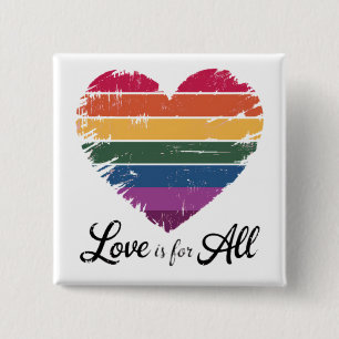Love over hate Gay pride and rights support 2 Inch Square Button