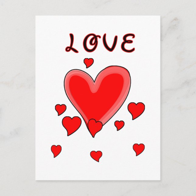Love Over Hearts Postcard (Front)