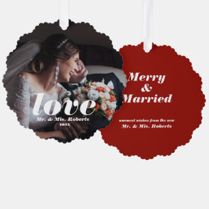 Love Overlay Custom Photo & Names  Ornament Card