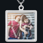 Love Overlay Photo Silver Plated Necklace<br><div class="desc">Elegant and simple personalized photo design perfect for mother's day,  as a wedding or anniversary gift,  graduation gift,  etc.</div>