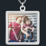 Love Overlay Photo Silver Plated Necklace<br><div class="desc">Elegant and simple personalized photo design perfect for mother's day,  as a wedding or anniversary gift,  graduation gift,  etc.</div>