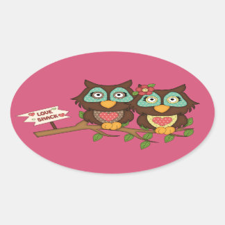 Love Owls design Labels Stickers
