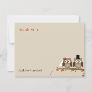 Love Owls Mariage de automne Merci Cartes