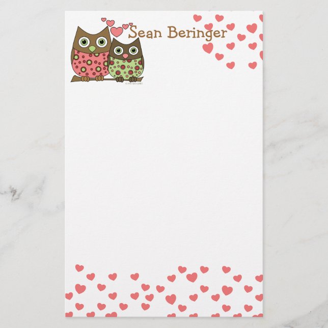 Love Owls Stationery (Front)