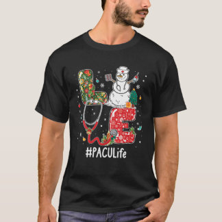 Love PACU Life Stethoscope Snowman Christmas Vacci T-Shirt