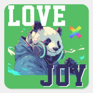 LOVE × PANDA - Custom Square Sticker