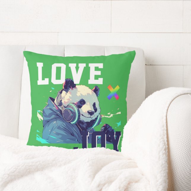 LOVE × PANDA - Custom Throw Pillow (Creator Uploaded)