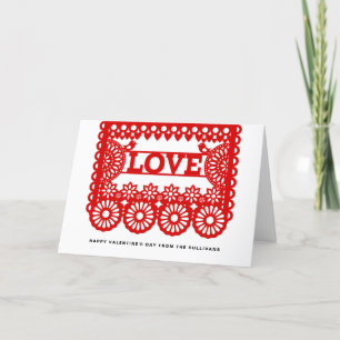 Love Papel Picado Red Valentine's Day Photo Holiday Card