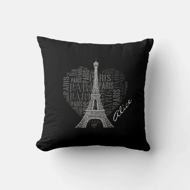 Love Paris | Adorable Eiffel Tower Throw Pillow (Front)