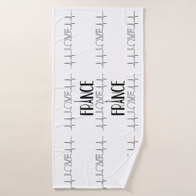 Love Paris France Noir Blanc Mat Bain (Serviette de bain)