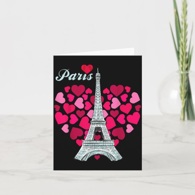 Love Paris Heart Eiffel Tower Souvenir France Fren Card (Front)