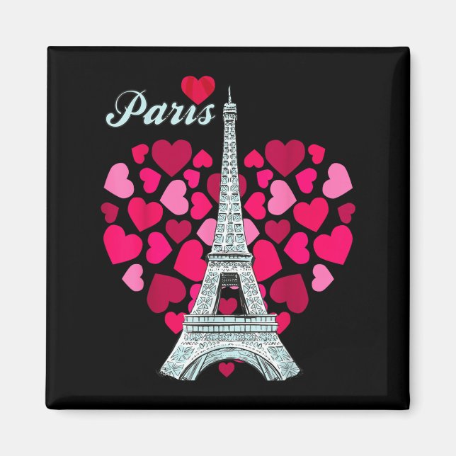 Love Paris Heart Eiffel Tower Souvenir France Fren Magnet (Front)