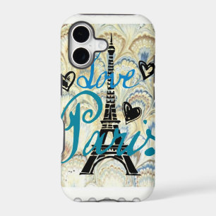 LOVE PARIS PASTEL BLUE HEARTS AND EIFFEL PRINT