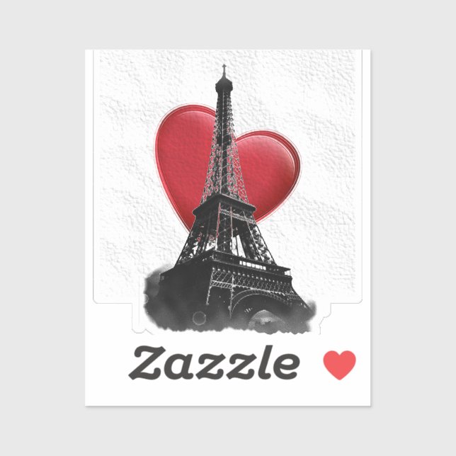 Love Paris Red Heart Eiffel Tower (Sheet)