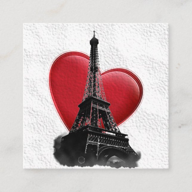 Love Paris Red Heart Eiffel Tower Enclosure Card (Front)