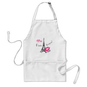 Love Paris with Eiffel Tower and Kissy Lips Standard Apron