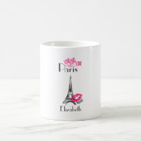 Love Paris with Eiffel Tower and Lipstick Lips