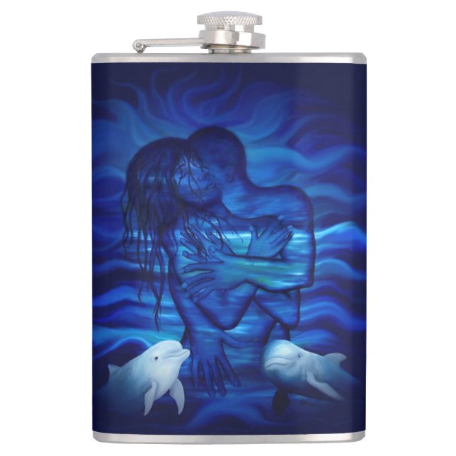 Love, Passion act - pair with Dolphin pair Hip Flask (Front)