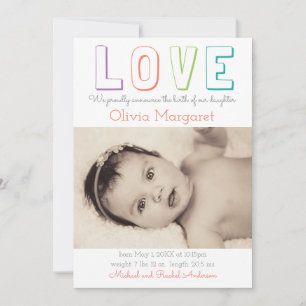 LOVE Pastel Green Dots - Birth Announcement