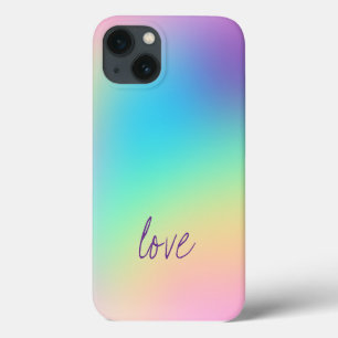 "Love" Pastel Rainbow Gradient Design iPhone 13 Case