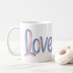 Love Pastel Scribble Slogan Coffee Mug
