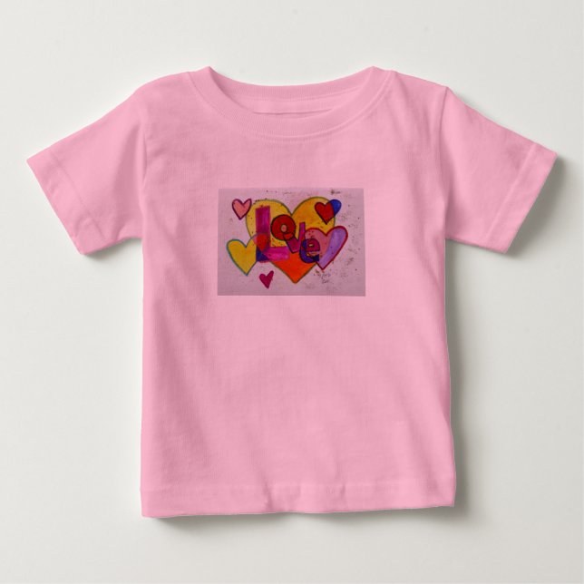Love Patchwork Hearts Glitter Word Art Shirts (Front)