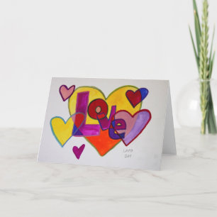 Love Patchwork Hearts Greeting Card or Note Cards