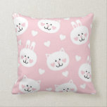 Love Pattern 2 Throw Pillow<br><div class="desc">pink background with white rabbits and kittens © and ® Bigstock® - All Rights Reserved.</div>