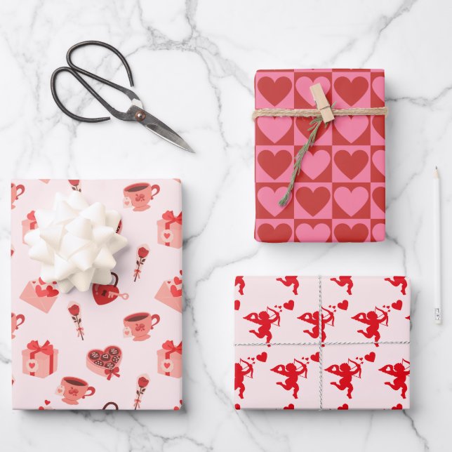 Love Pattern Illustration Wrapping Paper Sheet (Front)