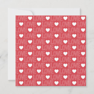 Love Pattern Square Greeting Card - White Outline