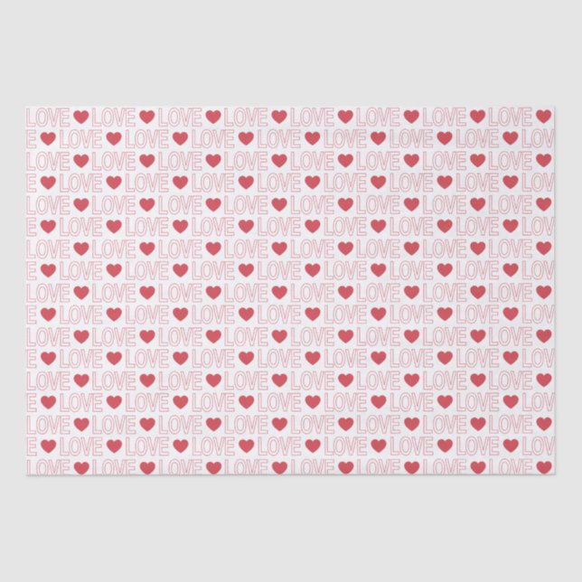 Love Pattern Tissue Paper - Red Outline (Front)