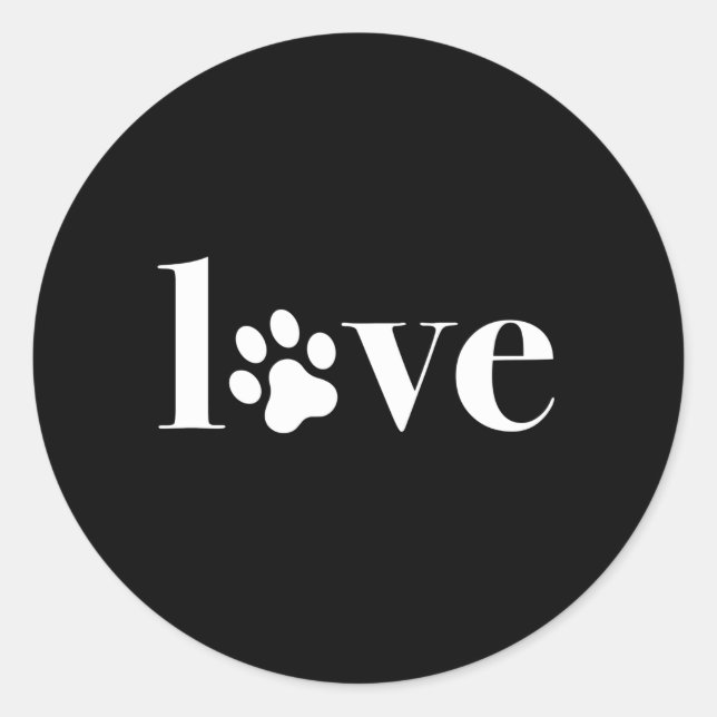 Love Paw Cat Dog Gift Typography Classic Round Sticker (Front)