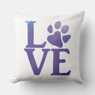 Love Paw Classic Purple Throw Pillow