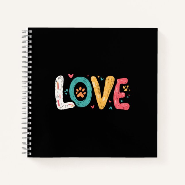 LOVE Paw – Cute Pet Lover Typography Art Notebook (Front)