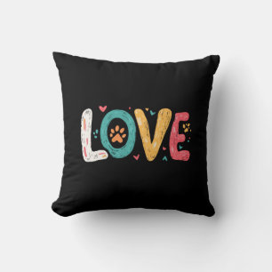 LOVE Paw – Cute Pet Lover Typography Art Throw Pillow