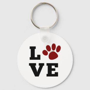 Love Paw Print Animal Lover Dog Lover Keychain