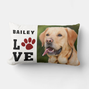 Love Paw Print Animal Lover Dog Lover Photo Lumbar Pillow