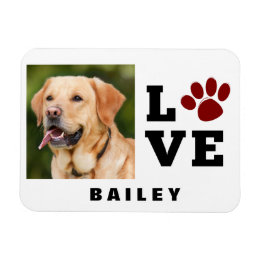 Love Paw Print Animal Lover Dog Lover Photo Magnet
