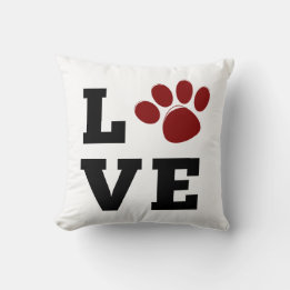 Love Paw Print Animal Lover Dog Lover Photo Throw Pillow