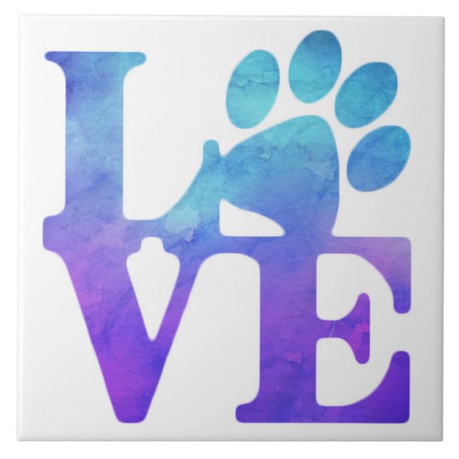 Love Paw Print - Gifts for Dog Lovers Tile (Front)